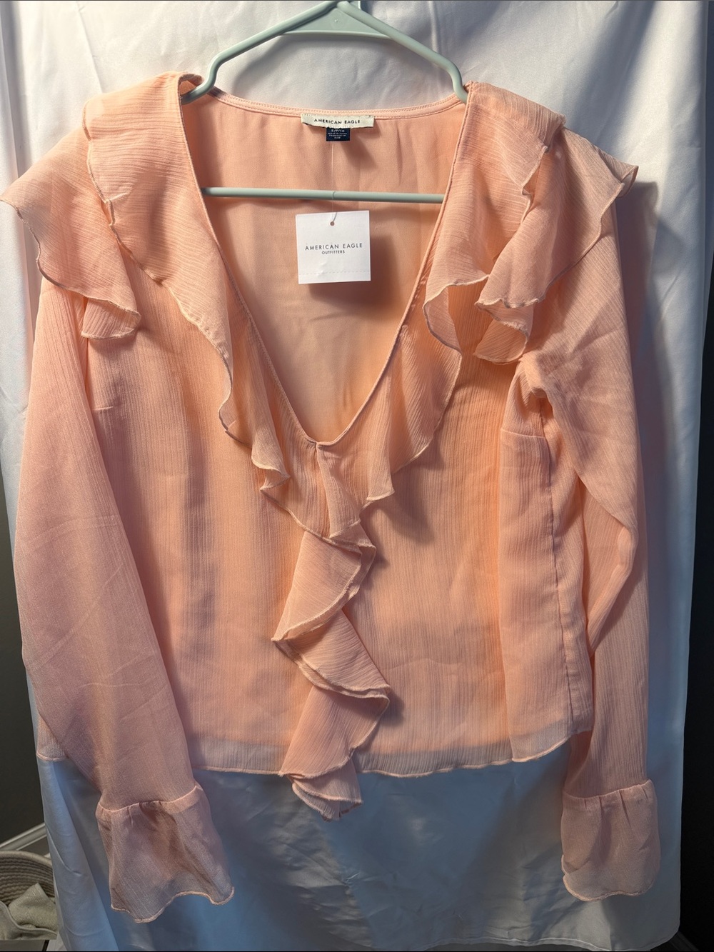 American Eagle Outfitters Peach Ruffle Blouse